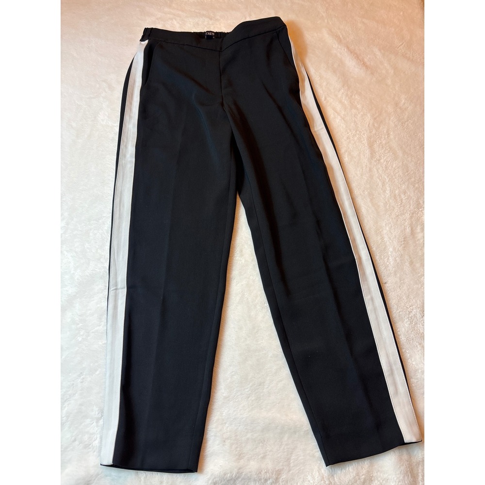 J.Crew Jamie Pant Black White Side Stripe Tuxedo Straight Leg Trousers Size 6